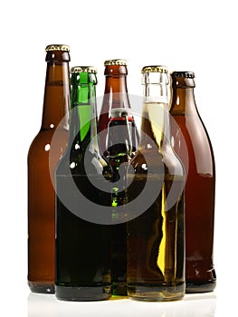 Beer Bottles on white Background