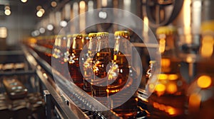 The beer bottling process line.AI generated image