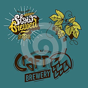 Beer Brew Brewery Alcohol Related Vector Illustrations Designs.