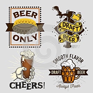 Beer Brew Brewery Alcohol Related Vector Illustrations Designs.