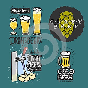 Beer Brew Brewery Alcohol Related Vector Illustrations Designs.