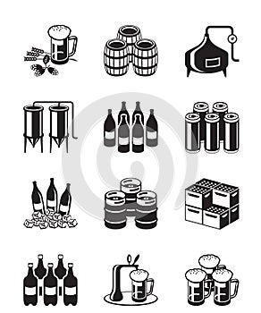 Beer and brewery icon set