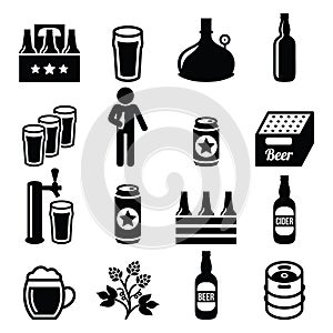 Beer, brewery, pub vector icons set