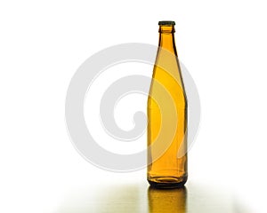 Beer brown bottle on white background