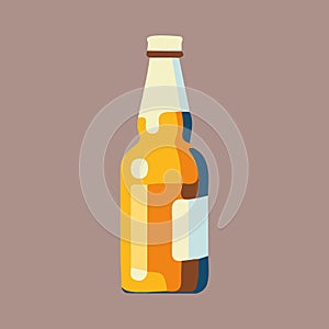 Beer Brown Bottle On White Background Isolated.