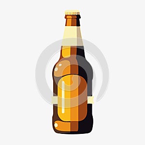 Beer Brown Bottle On White Background Isolated.