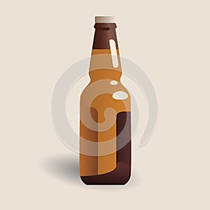 Beer Brown Bottle On White Background Isolated.