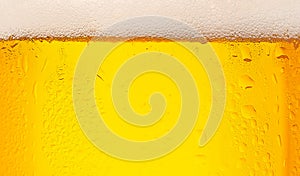 Beer bubbles close up, beverage and clients order in pub. Drink texture, business and ad