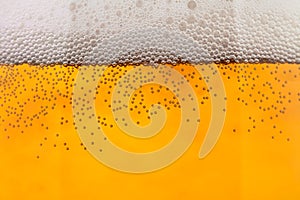 Beer bubbles closeup