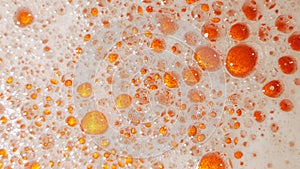 Beer bubbles and foam. Closeup