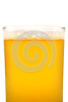 Beer bubbles in the glass, close up