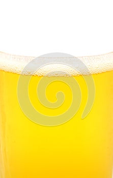 Beer bubbles in the glass, close up