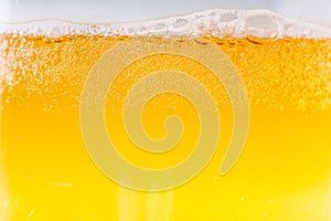 Beer bubbles in the high magnification and close-up.