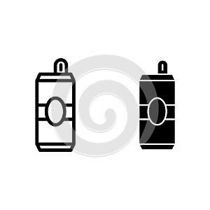 Beer can line and glyph icon. Aluminum can vector illustration isolated on white. Beverage tin outline style design