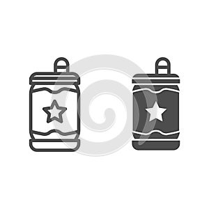 Beer can line and glyph icon. Beverage vector illustration isolated on white. Tin can outline style design, designed for