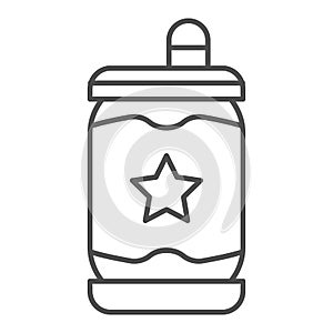Beer can thin line icon. Beverage vector illustration isolated on white. Tin can outline style design, designed for web