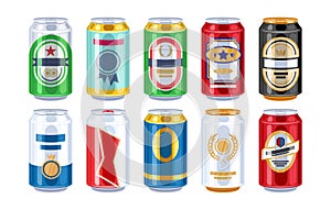 Beer cans icons set.