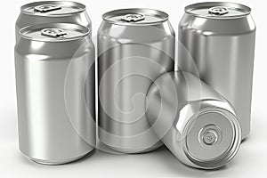 Beer cans isolated on white background. generative ai