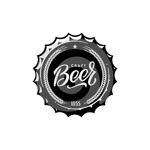 Beer Cap White. For Pub, Bar. Vector Illustration.