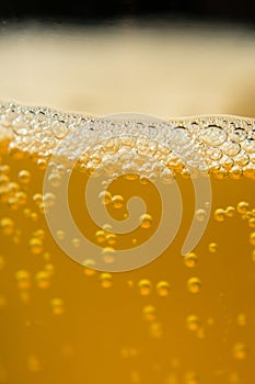 beer carbonation bubbles up close