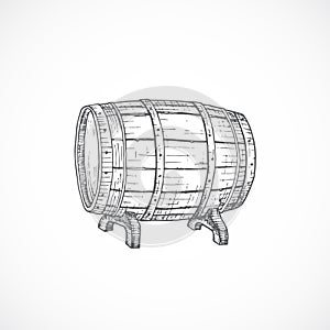 Beer Cask or Barrel Abstract Sketch. Hand Drawn Vector Illustration.