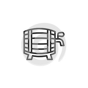 Beer cask with faucet line icon