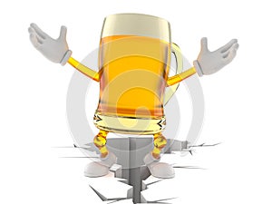 Beer character standing on cracked ground