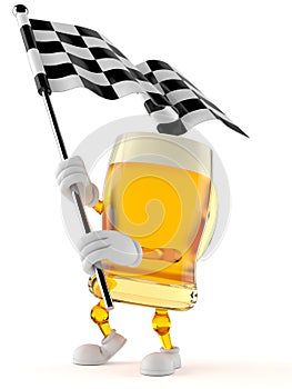 Beer character waving race flag