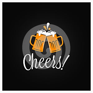 Beer cheers banner. Cheers lettering with beer