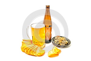 Beer, chips and rye crackers