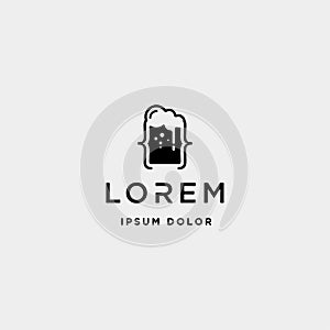 beer code logo design bar coding simple line