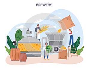 Beer concept. Craft beer production, brewing process. draught