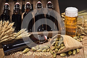 Beer crate with beer glass