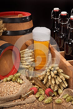 Beer crate with beer glass