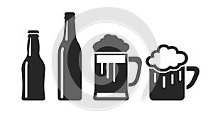 Beer cup and bottle vector icon
