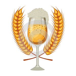 Beer cup with wheat spikes oktoberfest celebration icon