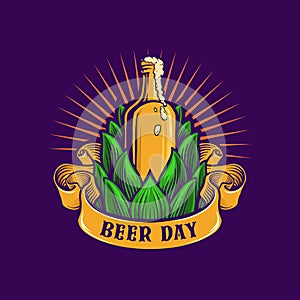 Beer Day Brewery icon Bootle and Banner Illustrations