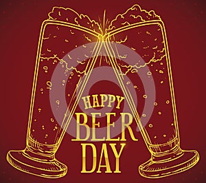 Beer Day Design with Elegant Toast with Premium Quality Beer, Vector Illustration