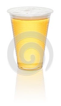 Beer in a disposable plastic mug