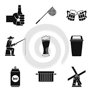 Beer drink icons set, simple style