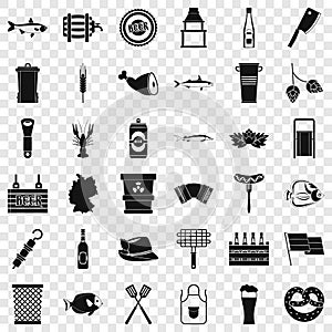 Beer drink icons set, simple style