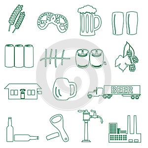 Beer drink and pub simple outline icons eps10