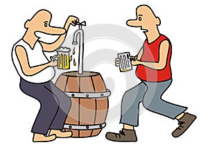 Beer drinkers, vector illustration, two person, eps.