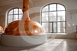 Beer factory with large storage tanks