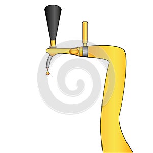 Beer faucet.Close up of press. Beer tap pop art hand drawn. Comic book style imitation. Object on a white background