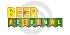 Beer fest hand drawn flat color vector lettering