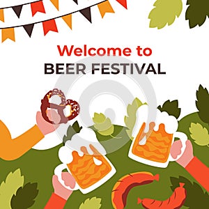 Beer festival background. Vector Illustration in flat style