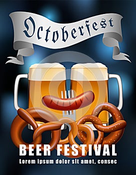 Beer festival concept background, realistic style