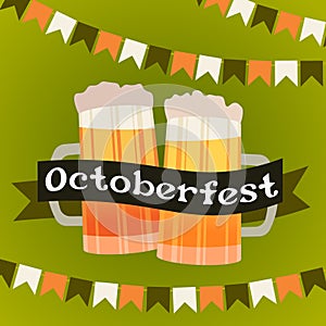 Beer festival Oktoberfest party celebration concept lettering greeting card or flyer horizontal banner or poster