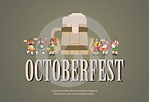 Beer festival Oktoberfest party celebration concept lettering greeting card or flyer horizontal